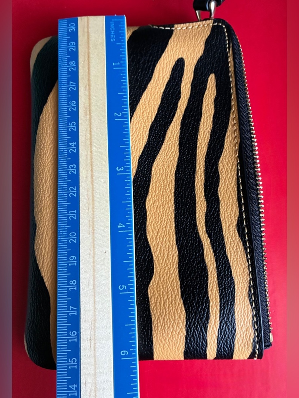 Coach Tiger Stripe Wristlet - Black & Tan - Picture 3 of 9